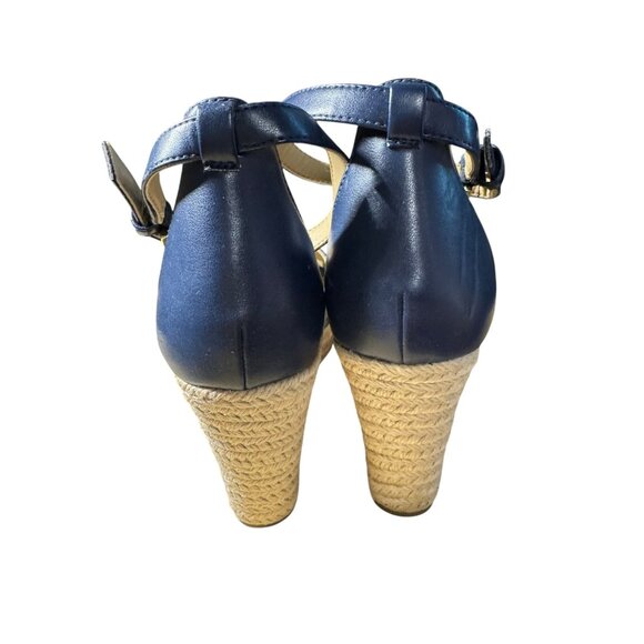 Michael Kors Navy & Gray Wedge Sandals 7.5 - Picture 5 of 8